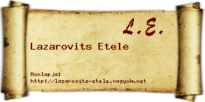 Lazarovits Etele névjegykártya